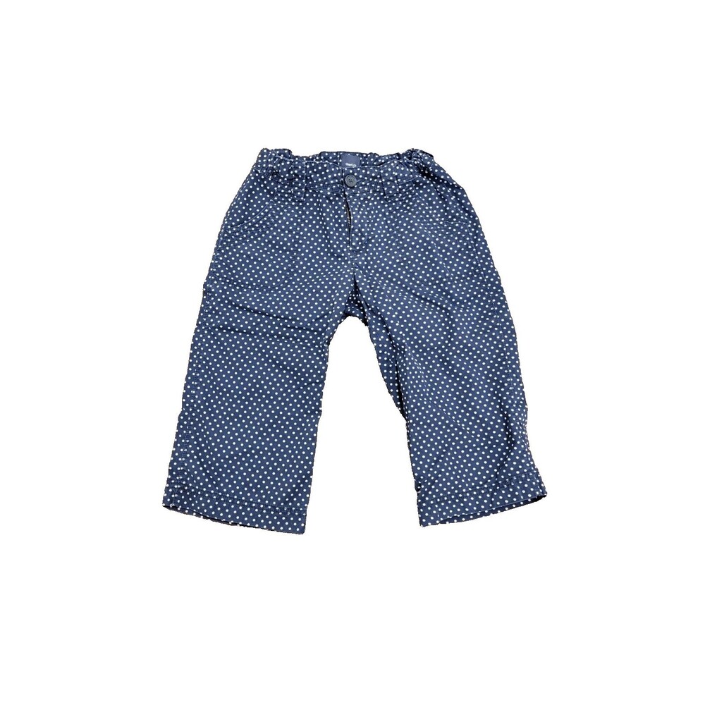 Gap Kids Girls Size 10 Blue White Polka Dot Pattern Capri Pants Adj Waist